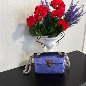 Kurt Geiger Purple Sequin Lock Closure Bag